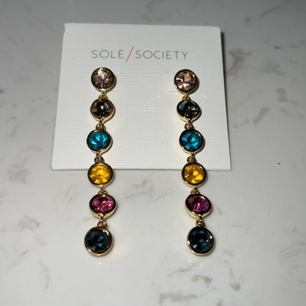 NWT Rainbow Rhinestone Drop Earring
